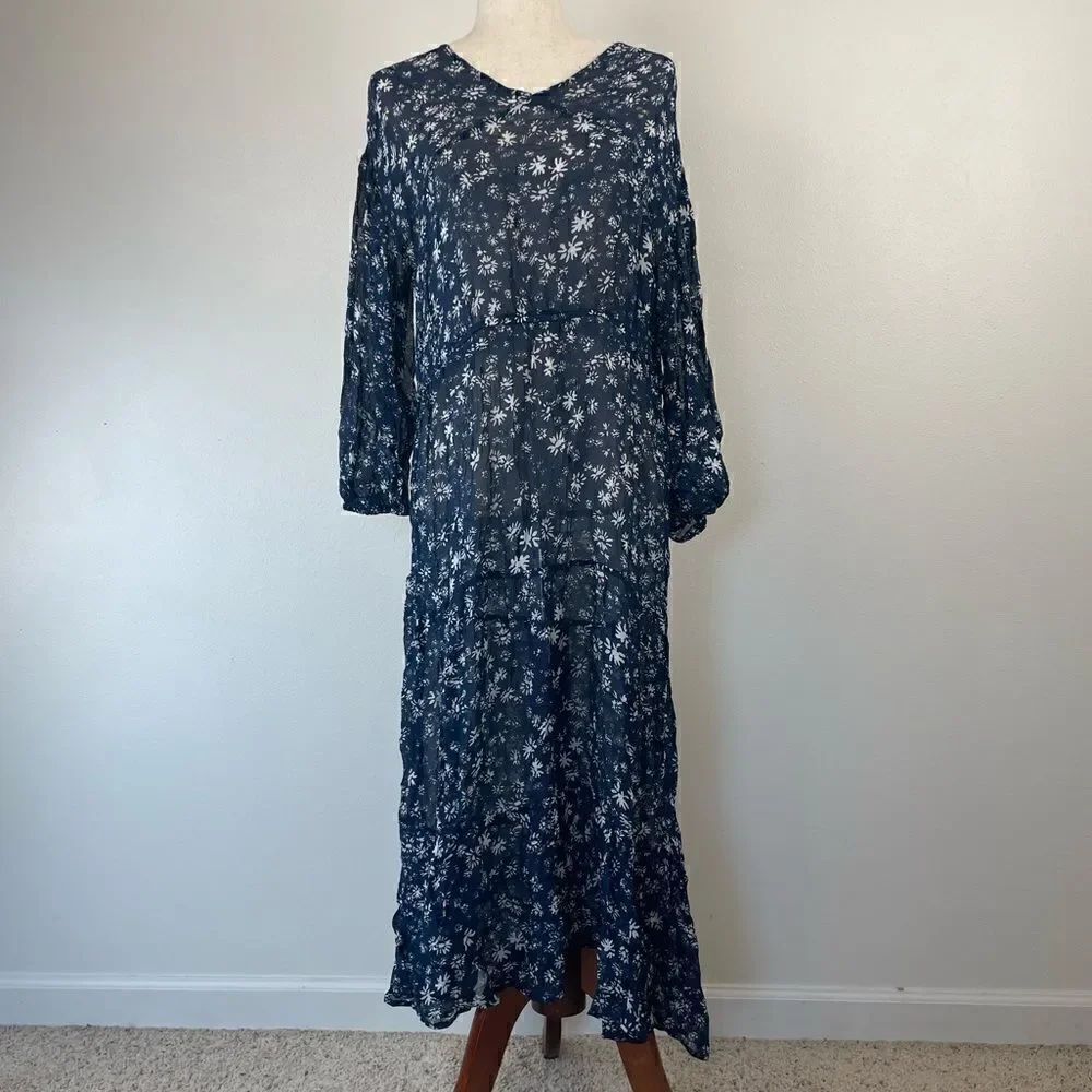 NWOT Free People Floral Sheer Maxi Dress Size XS